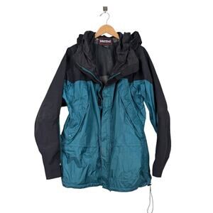 Vintage Marmot Parka Coat Jacket XL Green Black 90s Gorpcore Windbreaker Hooded
